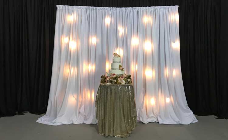 Backdrop with string lights